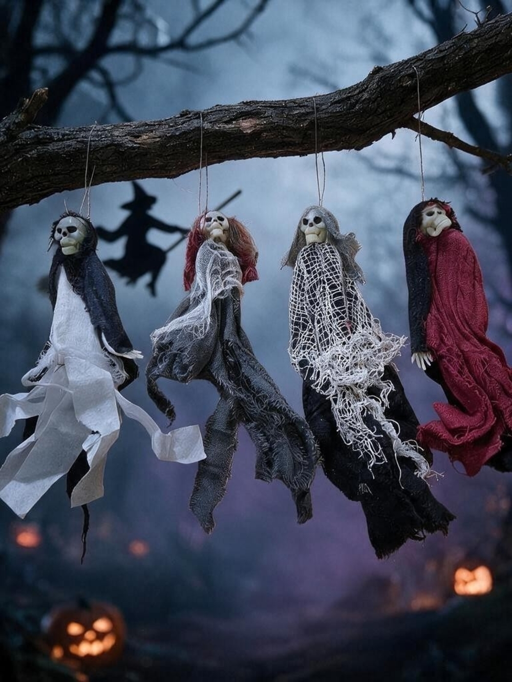 Vintage Spirit Halloween Grim Reaper Hanging Dolls X 4